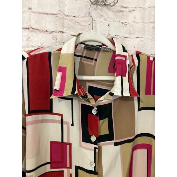 Carolina Bay Shirt Womens 22W Pink Satin Retro Button Up Long Sleeve Plus Size - Picture 4 of 12